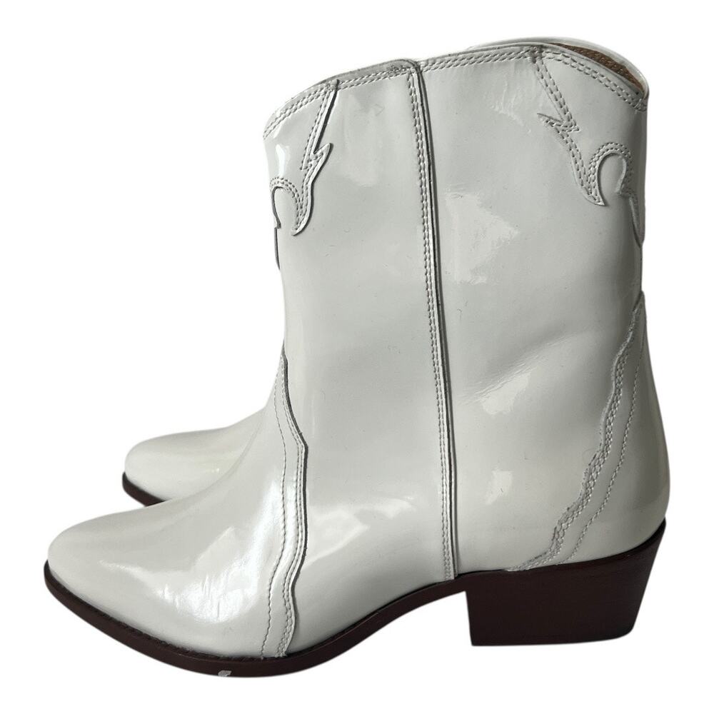 Free People New Frontier Western Boots In White Patent Leather Size 39.5 - Picture 4 of 14